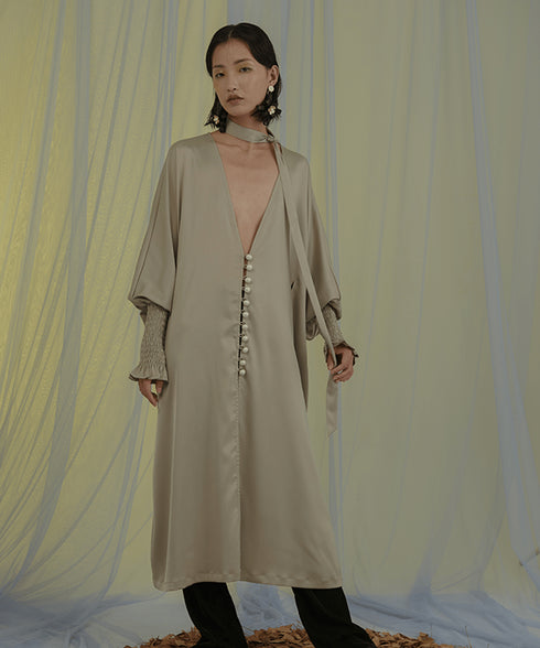 Drape Belted Deep V Cardigan